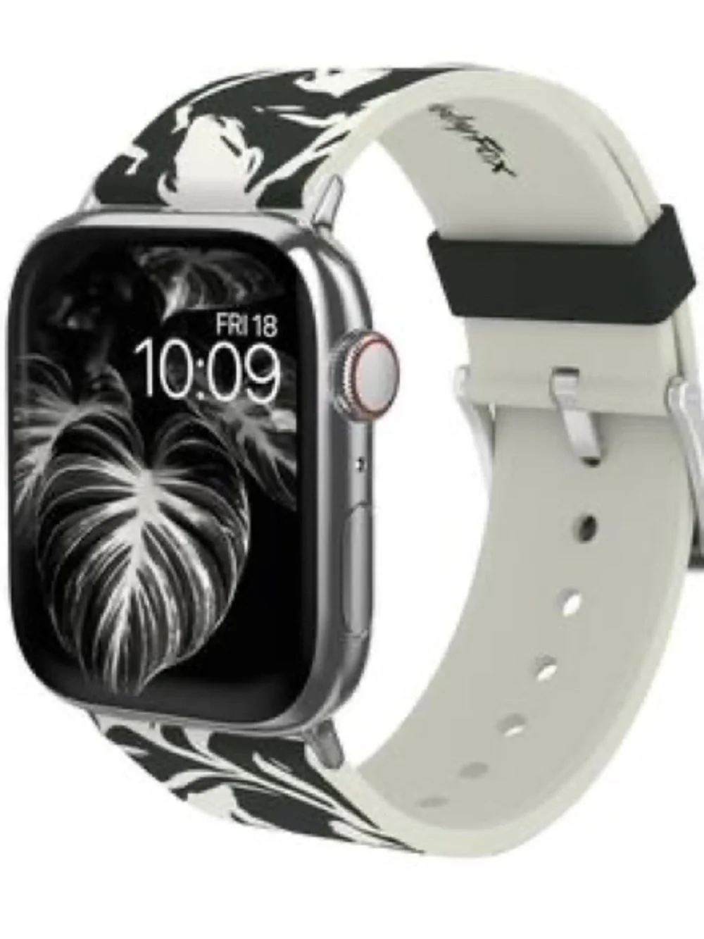 Black & White Floral Silicone Apple Watch Band